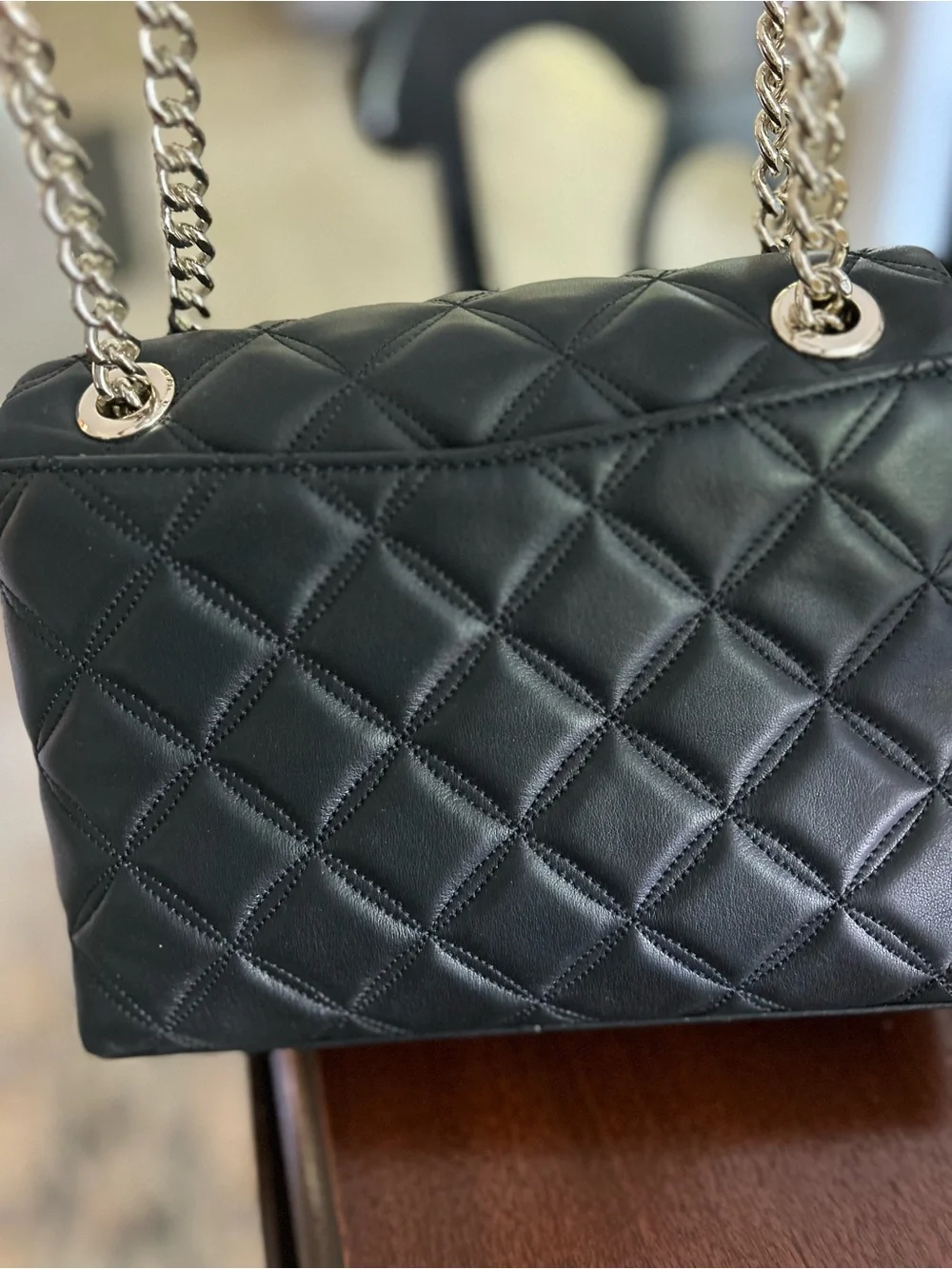 Kate Spade Black Quilted Leather Chain Shoulder Bag